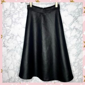 Banana Republic Black Textured A-Line Midi Skirt High Waist Back Zip Women’s 2